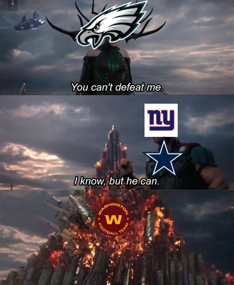 Meme war between the NFL’s finest. Share your memes, talk shit, and respect thy fellow NFC East memer. 175K Members. 2.6K Online. Top 1% Rank by size. Related. NFC NFC East NFL NFC Professional football Professional sport Football Sports. r/NFCEastMemeWar.. 
