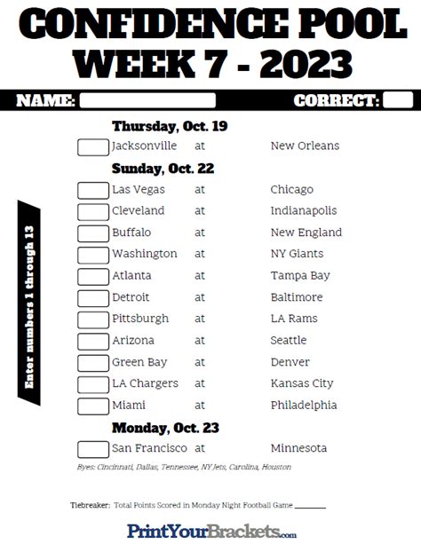 Nfl Week 7 Printable Schedule