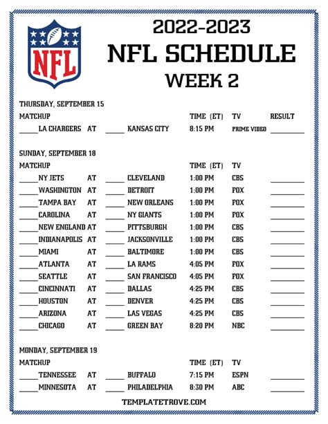 Nfl week 2 box scores. Oct 26, 2023 · Full schedule for the 2023-24 NFL season with a list of matchups, game times, TV channels, scores, and stadium information . Get the latest on your favorite teams and the best coverage of the NFL ... 