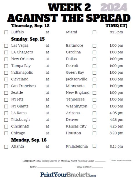 Nfl week 2 pick sheet. In the fast-paced world of professional football, making accurate predictions can be a challenging task. With so many variables at play, it’s no wonder that both fans and bettors o... 