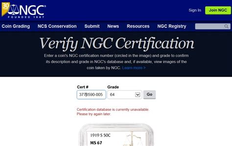 Ngc verify. Once coins are entered into our database, they are barcoded and stored within NGC's vault until they are ready to be assessed by the NGC coin graders. Before grading, coins that … 