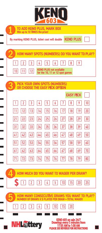 Nh keno winning numbers. Can’t stay at one place to watch your drawings? Watch Keno drawings or check your numbers on your mobile device by downloading the MA Lottery App. 4. Add Keno Bonus (optional) For a chance to multiply your prizes up to 10 times, mark Keno Bonus to double the price of your wager. Keno Bonus is not available on the 10-Spot, 11-Spot, or 12-Spot. 5. 