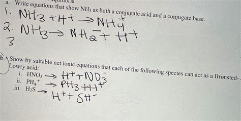 Nh3 conjugate base.  The Correct Answer and Explanation is: The correct answer ...