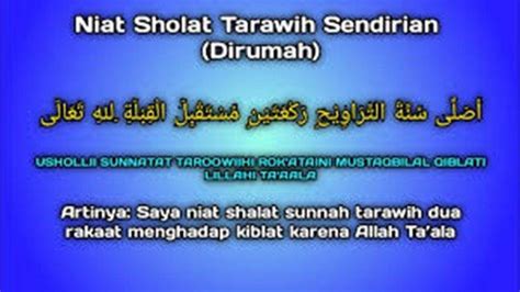 Niat Salat Tarawih Sendiri-Berjamaah, Lengkap Bacaan Doanya