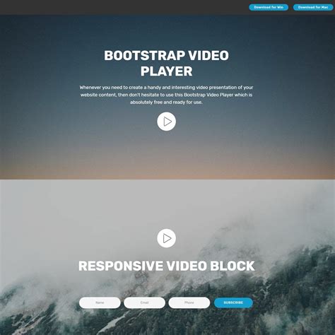 Nice Free Bootstrap Responsive Video Players And Navigation Menu Demos