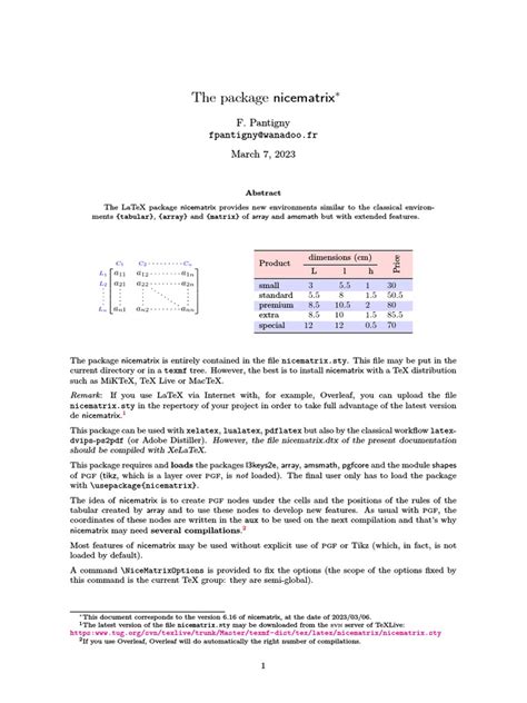 Nicematrix latex examples.  Among the features : Abstract The LaTeX package nicematr...