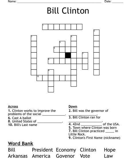 Nickname For Bill Clinton Crossword