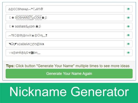 Nickname Generator 1 Specical Characters