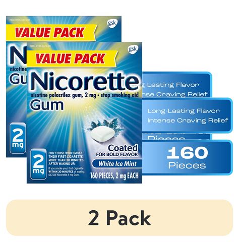 Nicorette 2mg Nicotine Gum to Help Quit Smoking - White Ice Mint ...