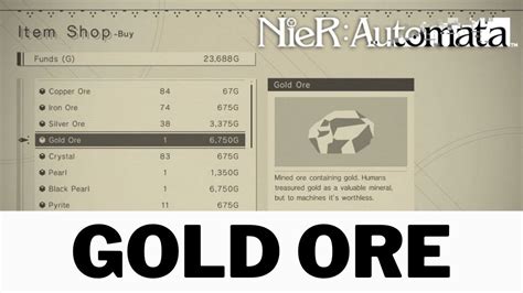 Nier automata gold ore. Sell. --. Quantity. --. Dented Socket is a Crafting Material in NieR: Automata. Crafting Materials are used to upgrade your Weapons and Pods and you will find them in various Locations throughout your playthrough of the game. They can also be dropped by some Enemies as you defeat them. 