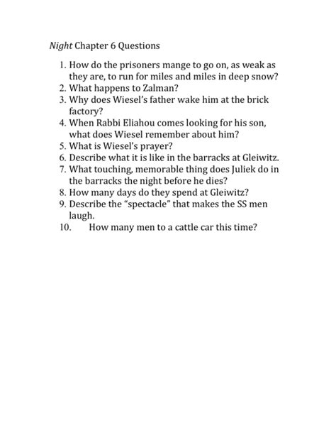 Night Chapter 6 Questions File