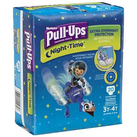 Night time pull ups. Feb 17, 2020 · Pull-Ups Night-Time Potty Training Pants are designed to promote independence by providing all-around coverage with soft, stretchy sides that slide up and down like underwear. Each pant features front and back Disney·Pixar designs of Bo Peep from Toy Story graphics that fade when wet to help your little one learn and celebrate dry nights. 