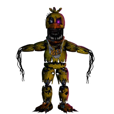 That's true along all their variants, besides Nightmare (the black see through Fredbear) but that one doesnt count as it was confirmed as not a real animatronic. ... Withered chica is pretty terrifying too, I still found withered bonnie pretty terrifying but even if he wasn't he's still possibly one of the best designs I'd not the best in .... 