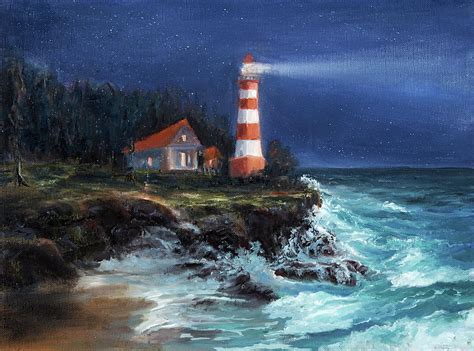Nighttime Lighthouse Paintings