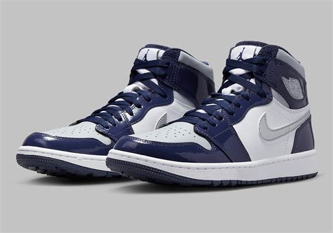 Nike Air Jordan 1 High G Mens Golf Shoes Size 12 Navy Silver