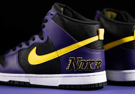 Nike Dunk High EMB Lakers DH0642-001 Release Date Info