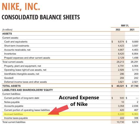 Table 6 Nike balance sheet at 31-5-2020 and 31-5-2