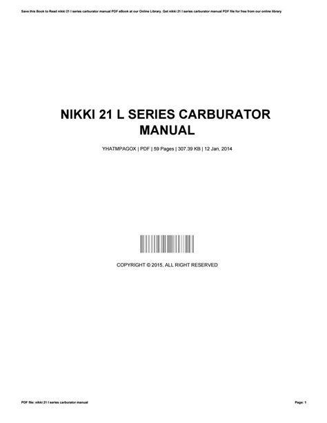 Nikki 21 l series carburator manual. - Zaaizaad en pootgoed in de nederlandse landbouw..