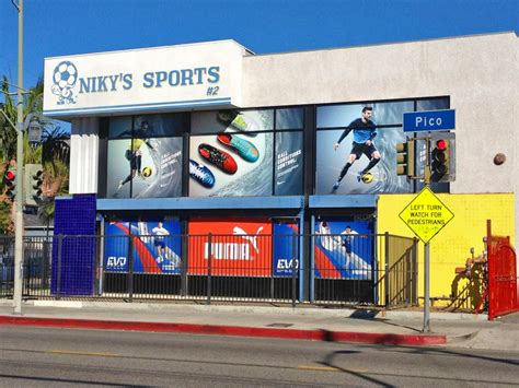 Niky sports. Specialties: The #1 Soccer Store in Los Angeles! Niky's Sports has been THE go to soccer shop in Los Angeles since 1986. Over 200 styles of soccer cleats, Indoor soccer shoes for mens, kids and women. Wide variety of official soccer jerseys from the top brands and clubs in the team. Nike Barcelona gear, adidas Real Madrid jerseys, Nike Manchester United jerseys, Puma Arsenal gear and more. Get ... 