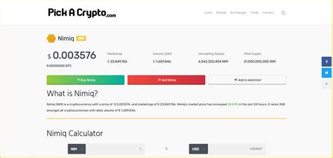 Nim crypto price. com cryptocurrency price Calculator.  The current valu...