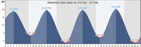 Tides for Ninilchik, Cook Inlet. the sunrise is 4:51am-11:30pm and the tide times are L 12:40am 4'7" H 6:10am 17'10" L 1:02pm -0'4" H 7:17pm 17'0" .