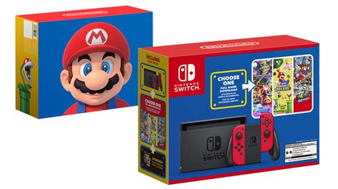 Nintendo switch mario choose one bundle. The Mario Choose One bundle comes with the Switch, a dock, and two Red joy cons. You’re then given an option to pick up a free Mario game: either, Super Mario Odyssey, Mario Kart 8 Deluxe, or ... 