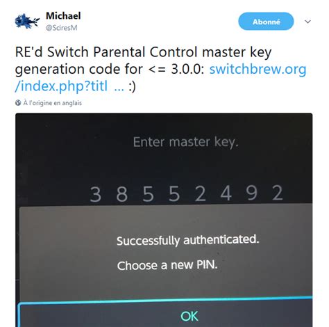 Switch parental controls master key generator (Only FW