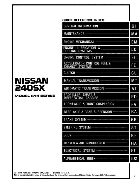 Nissan 240sx s14 1995 1998 service repair manual. - Features of manual and electronic information storage.