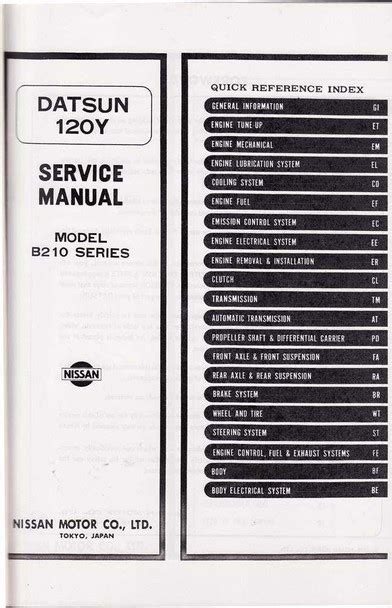 Nissan datsun 120y 210 series workshop manual. - Mulan - las aventuras de mulan.