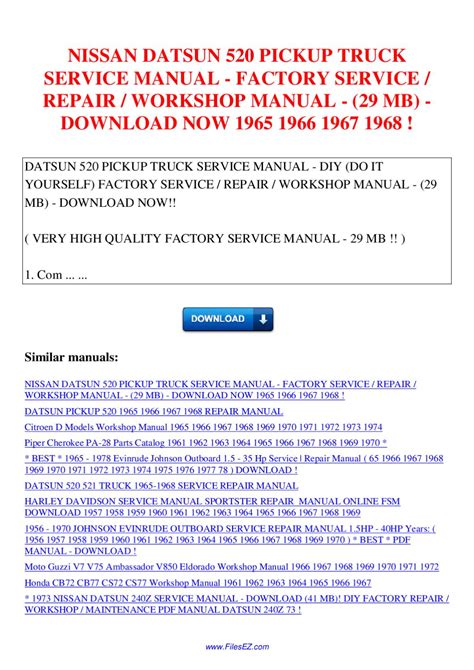 Nissan datsun 520 pickup truck service repair manual. - Manuale combo lg v181 dvd vcr.