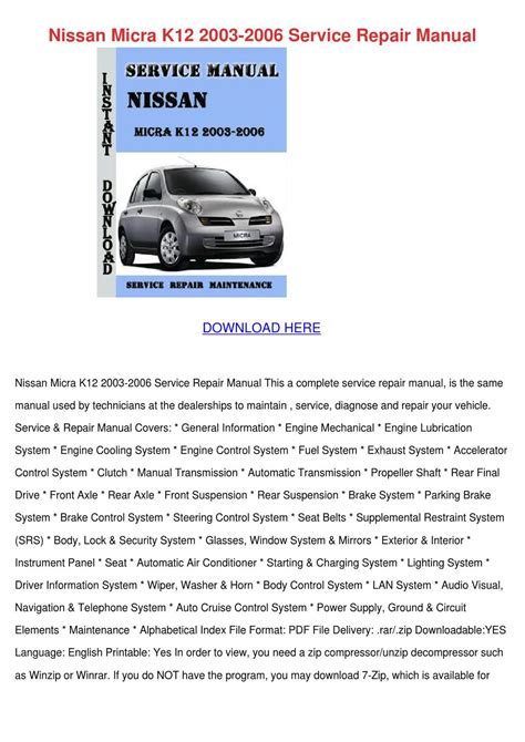 Nissan micra k12 2003 2006 service repair manual. - Whirlpool side by side manuale del proprietario del frigorifero.