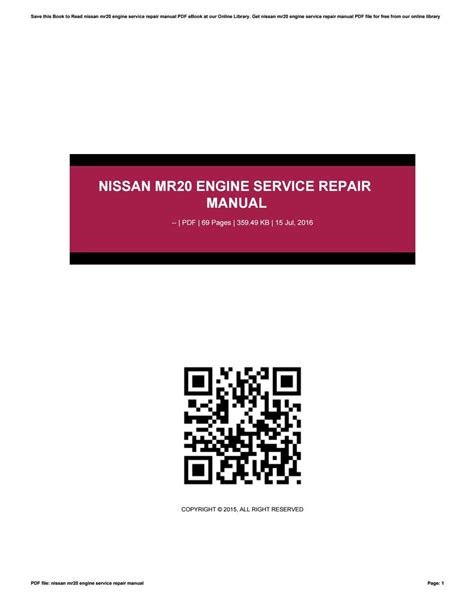 Nissan mr20 engine service repair manual. - Fiat new panda workshop service manual.