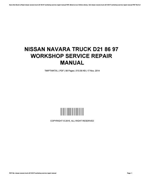 Nissan navara truck d21 86 97 workshop service repair manual. - Fiat coupe 16v 20v turbo repair manual.