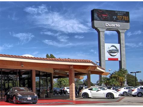 Nissan of duarte. NISSAN OF DUARTE. 1434 BUENA VISTA STREET DUARTE, CA 91010. cómo llegar llamar (877) 874-6085. Horas de Servicio. mon - fri: 7 ... * Eligible on select OEM, OEA, and WIN tires only when purchased from and installed by a participating Nissan dealer. Other restrictions apply. See dealer for details. Price and offer availability may vary by model ... 