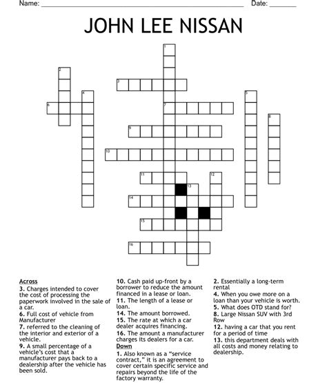 Nissan once crossword. The Crossword Solver found 30 answers to "old nissan autos", 7 letters crossword clue. The Crossword Solver finds answers to classic crosswords and cryptic crossword puzzles. Enter the length or pattern for better results. Click the answer to find similar crossword clues . Enter a Crossword Clue. 