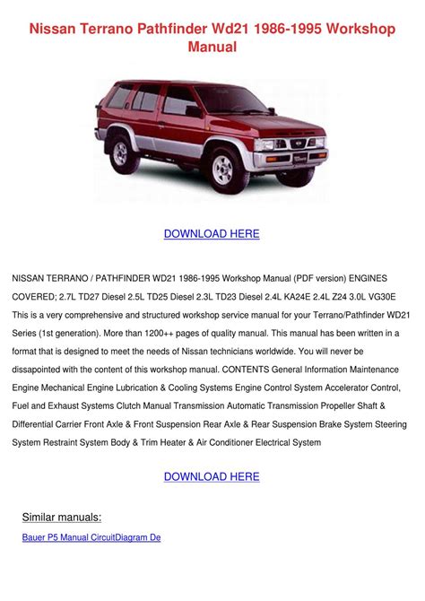 Nissan pathfinder wd21 86 95 fsm service repair manual. - Study guide chapters 1 17 for warrenreeveduchacs accounting 23rd and financial accounting 11th.
