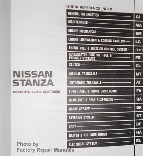 Nissan stanza 1991 factory service repair manual. - Leica tc 307 guida per l'utente.