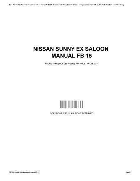 Nissan sunny ex saloon manual fb 15. - Versuch ©ơber das feuer ... aus dem franz©œsischen ....
