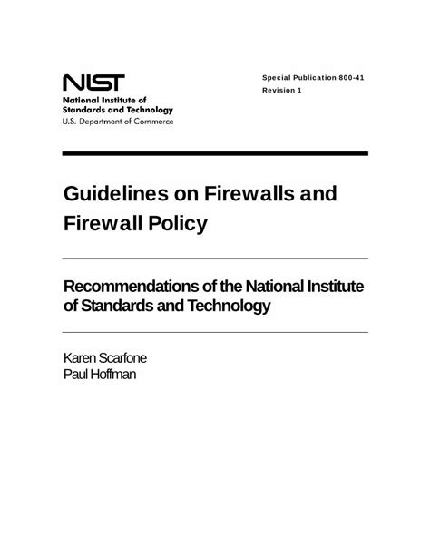 Nist Computer Security Guidelines On Firewalls And Firewall Policy