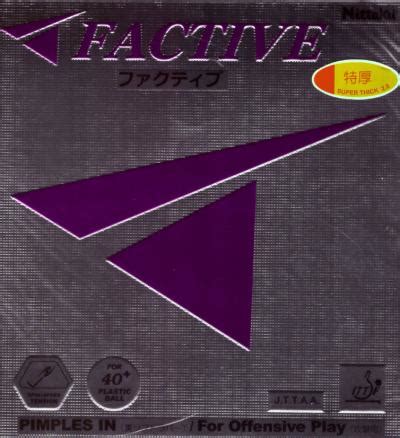 Nittaku factive. 1) with medium sponge hardness and high consistency.  Suitable fo...