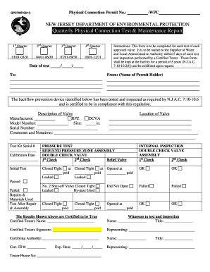 Nj Backflow Test Form MBM Legal