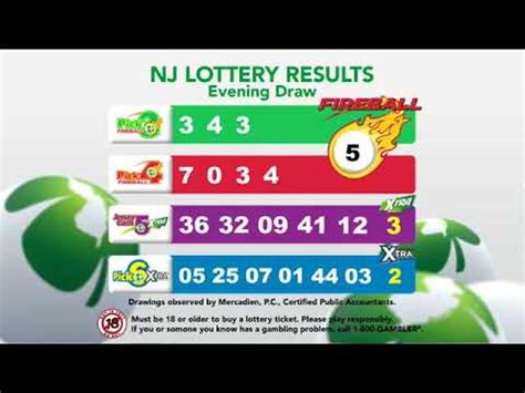 N New Jersey Lottery Live ... Live Midday and Evening Draw. N New Jersey Lottery. Live Midday Draw at 12:59 PM Evening Draw at 10:57 PM. More. GET NOTIFIED .... 