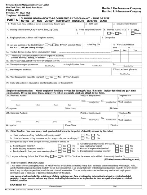 Nj state disability form. If your patient applies using a paper application, or you to prefer to submit a paper statement, complete part C of the application for Temporary Disability Insurance benefits (Form DS-1) and fax it to 609-984-4138 or mail it to Division of Temporary Disability Insurance, P.O. Box 387, Trenton, NJ 08625-0387. 