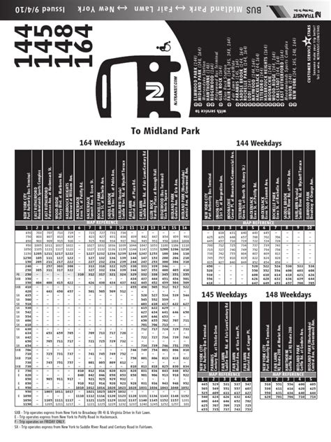 Nj transit bus 164 schedule. Print the corresponding bus schedule and bring it with you or visit a major bus or rail terminal to pick up a schedule and get more information about your trip. Call Customer Service between 8:30 a.m. and 5 p.m. at 973-275-5555 and talk with a Transit Information Representative about your travel needs. 
