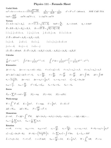 Njit physics 111 formula sheet.  Chapter 1 Slides Lecture 2.  Ifc =a + b...