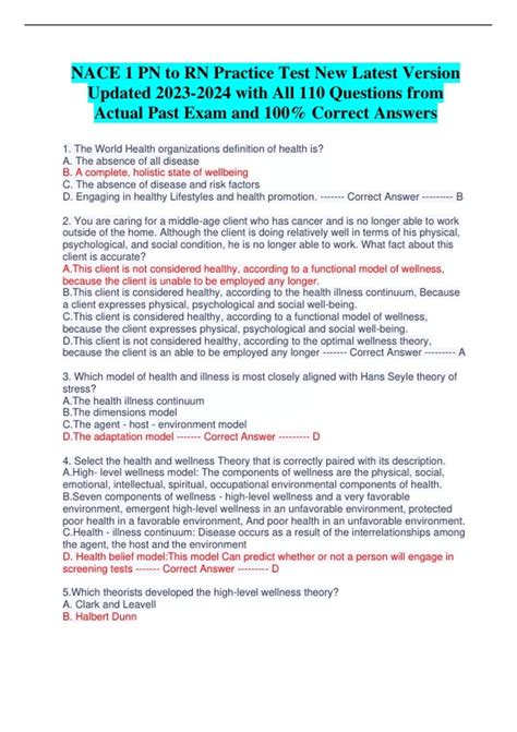 Nln Nace 1 Practice Test