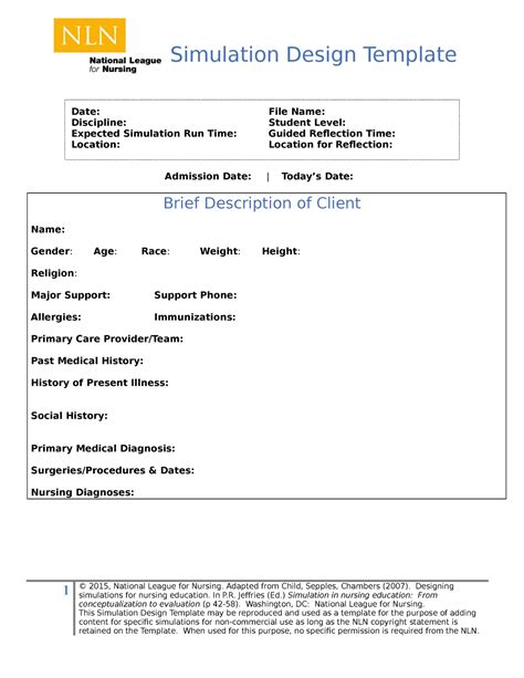 Nln interprofessional simulation design template Simulation Design