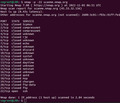 Nmap scan all ports. The simple command nmap <target> scans the most commonly used 1,000 TCP ports on the host <target>, classifying each port into the state open , closed, filtered, unfiltered , … 