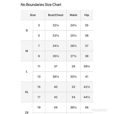 No Boundaries Size Chart Jeans, Also search nationwide inventory for No  Boundaries NB19.