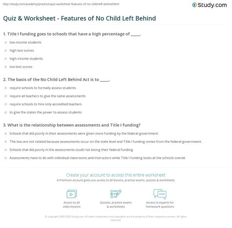 No Child Left Behind Test Study Guide